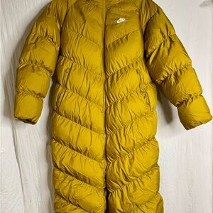 Nike Therma-FIT Windrunner Long Puffer Coat Mustard Yellow Size Small New
